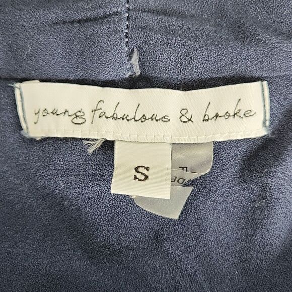 🔹️Young Fabulous & Broke Blue Tie Dye Rayon Tied Front Top Small - Picture 10 of 12